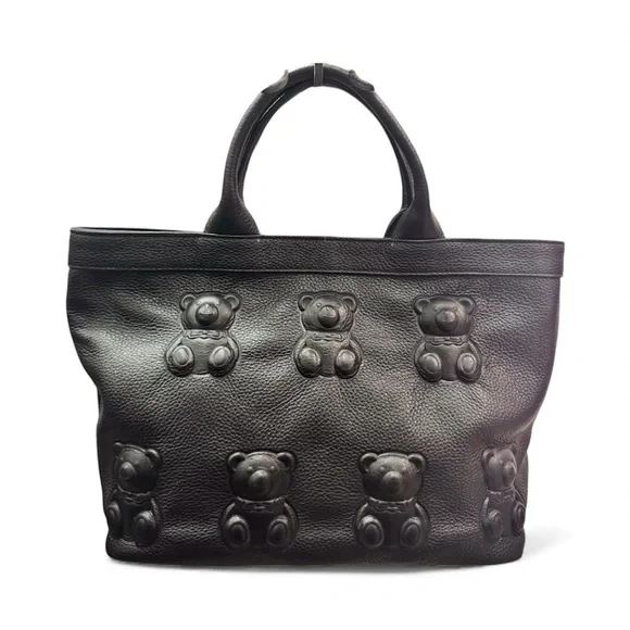 Io Pelle rare black Teddy bears embossed leather tote - Picture 7 of 16